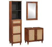 vidaXL Mobili da bagno 3 pcs 38 x 33 x 160 cm Legno di mango massello