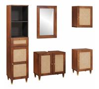 vidaXL Mobili da bagno con cassetto Montaggio a parete con porta 5 pcs