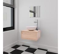 vidaXL Set 3 Mobili da bagno - Armadietto, Specchio e Lavabo - Elegante Beige