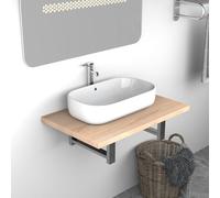 vidaXL Mobili da Bagno Sospesi Robusti Eleganti Moderni Mensola a Muro per Lavabo da Bagno in Truciolato e Metallo Rovere 60x40x16,3 cm