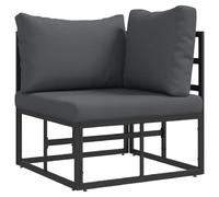 vidaXL Divano angolare da Esterno in Nero e Antracite, con Struttura in Alluminio e Cuscini in Poliestere. Finitura Resistente e duratura, Perfetta per Un Set da Giardino o Balcone Moderno. Ideale p