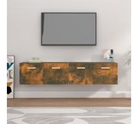 vidaXL Mobili Parete 2 pz Rovere Fumo 80x35x36,5 cm Legno Multistrato