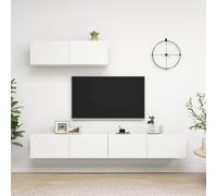 vidaXL Mobili Porta TV 3 pz Bianchi in Legno Multistrato