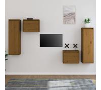 vidaXL Mobili Porta TV 4 pz ambra in Legno Massello di Pino