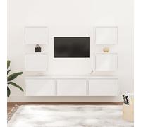 vidaXL Mobili Porta TV 7 pz Bianchi in Legno Massello di Pino
