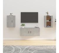 vidaXL Mobili Porta TV a Parete 2 pz Grigio Cemento 40x34,5x60 cm