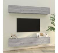 vidaXL Mobili Porta TV a Parete 4 pz Grigio Sonoma 100x30x30 cm