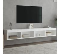 vidaXL Mobili Porta TV con Luci LED 2 pz Bianchi 100x30x30 cm