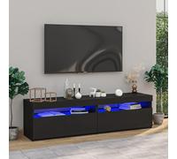 vidaXL Mobili Porta TV con Luci LED 2 pz Nero 75x35x40 cm
