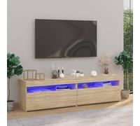 vidaXL Mobili Porta TV con Luci LED 2 pz Rovere Sonoma 75x35x40 cm