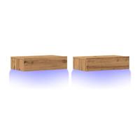 vidaXL Mobili Porta TV Luci LED 2 pz Rovere Artigianale 60x35x15,5 cm, Panca TV, Armadio Hi-Fi, Centro di intrattenimento, credenza TV