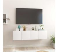 vidaXL Mobili Porta TV Pensili 2pz Bianco Lucido 60x30x30 cm