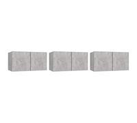 vidaXL Mobili Porta TV Pensili 3pz Grigio Cemento 60x30x30 cm