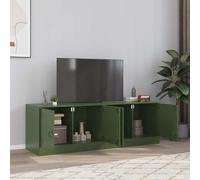 AX 2 Mobiletti 67x39x44cm Stile Industriale Acciaio Laminato Verde Oliva 841640