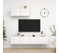 vidaXL Mobili TV 3 pz Bianchi in Legno Multistrato