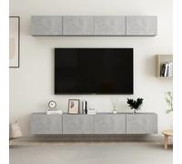 vidaXL Mobili TV 4 pz Grigio Cemento 100x30x30 cm in Legno Multistrato