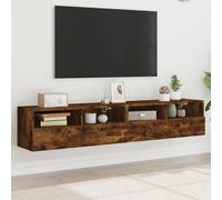 vidaXL Mobili TV a Muro 2 pz Rovere Fumo 80x30x30 cm Legno Multistrato