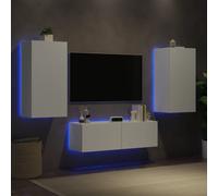 vidaXL Mobili TV a Muro 3pz con Luci LED Bianchi