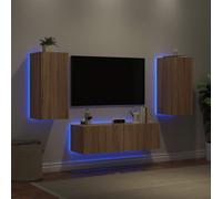 vidaXL Mobili TV a Muro 3pz con Luci LED Rovere Sonoma