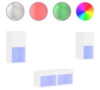 VIDAXL - Mobili Tv A Muro 4pz Con Luci Led Bianchi