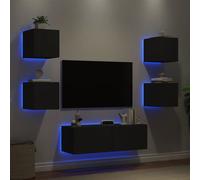 vidaXL Mobili TV a Muro 5pz con Luci LED Neri