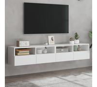 vidaXL Mobili TV a Parete 2pz Bianchi 80x30x30 cm in Legno Multistrato