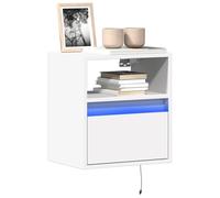 vidaXL Mobili TV a Parete con Luci LED 2pz Bianchi 40x30x40 cm