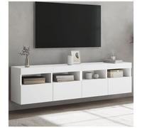vidaXL Mobili TV a Parete con Luci LED 2pz Bianchi 80x30x40 cm