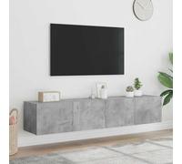 vidaXL Mobili TV a Parete con Luci LED 2pz Grigio Cemento 80x35x31 cm