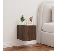 vidaXL Mobili TV a Parete con Luci LED 2pz Rovere Marrone 30,5x35x30cm