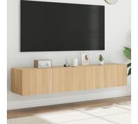 vidaXL Mobili TV a Parete con Luci LED 2pz Rovere Sonoma 80x35x31 cm