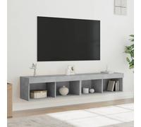 vidaXL Mobili TV con Luci LED 2pz Grigio Cemento 80x30x30 cm