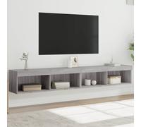 vidaXL Mobili TV con Luci LED 2pz Grigio Sonoma 100x30x30 cm