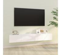 vidaXL Mobili TV da Parete 2 pz Bianchi 100x30x30 cm Legno Multistrato