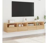 vidaXL Mobili TV Parete 2pz Rovere Sonoma 80x30x30cm Legno Multistrato