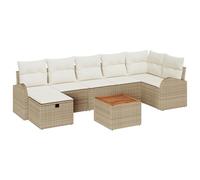 vidaXL Modulares Vier-Sitzer Outdoor Sofa Set Natur Rattan UV-beständige leichte Kissenbezüge Perfekt für Balkon und Garten Sitzgelegenheit modernes Design mit Reinigungsanleitung Möbel Patio