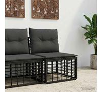 vidaXL Divano modulare per esterni senza braccioli nero in rattan sintetico, rustico, resistente alle intemperie, per terrazze, mobili lounge flessibile, design trasformabile