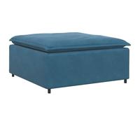vidaXL Modulo Poggiapiedi Divano Modulare Blu 100x100x48 cm, Divano componibile, modulo poggiapiedi, Pouf in Velluto, Divano poggiapiedi, Pouf