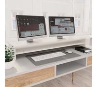 vidaXL Supporto per Schermo con Ripiano Pratico Decorativo Organizzatore Ufficio Staffa per TV Innalza Monitor Bianco 100x24x13 cm in Multistrato