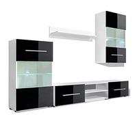 vidaXL unità Mobile Vetrina TV a Parete 5 pz a LED Nero Espositore Vetrinetta