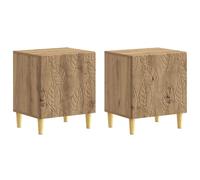 vidaXL Comodino in rovere artigianale, 2 pezzi, 43 x 34,5 x 50 cm, rettangolare, design semplice, ampio spazio, accessorio pratico per il vostro soggiorno e camera da letto