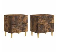 vidaXL Nachtkastje 2 st Gerookt eiken 43 x 34,5 x 48 cm Bewerkt hout