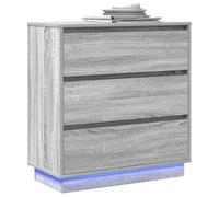 vidaXL Comodino Elegante Grigio Sonoma con 3 cassetti in Legno MDF, tavolino da Notte per Camera da Letto, Design Moderno Compatto, organizzatore Perfetto per Adulti, Piccolo Mobile a Tre cassetti