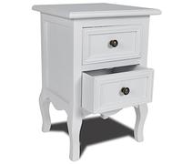 vidaXL - Comodino Stile Provenzale In Legno Con 2 Cassetti Bianco