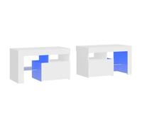 vidaXL Comodini 2 pz con Luci a LED Bianchi 70x36,5x40 cm