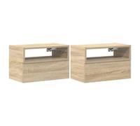 vidaXL Comodini a Muro 2 pz Rovere Sonoma 45x26x28,5 cm, Comodino a Muro, Comodino a Sospensione, Comodino, Comodino pensile, Comodino sospeso