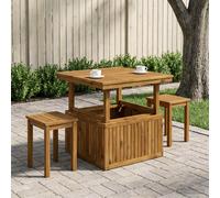 vidaXL Naturale 80,5 x 80 x 75/44,5 cm, Tavolo sollevabile in legno, perfetto per caffè e pranzi in giardino, patio e terrazza