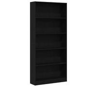 vidaXL Nero Rovere Libreria 80x24x176 cm, 5 Ripiani, Modern Style, Scaffale per Libri