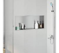 vidaXL Nicchia per doccia Argento 75 x 30 x 9,5 cm Acciaio Inox