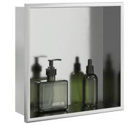 vidaXL Nicchia per Doccia Argento Spazzolato 32x32x9cm in Acciaio Inox, nicchia per Bagno, nicchia a Parete da Bagno, mensola Doccia